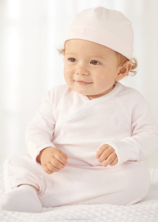 sart pink/hvid baby Ralph Lauren stribet økologisk interlock-kjole Z426B8180