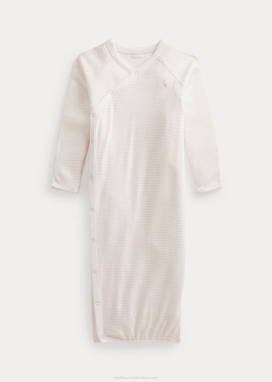 sart pink/hvid baby Ralph Lauren stribet økologisk interlock-kjole Z426B8180