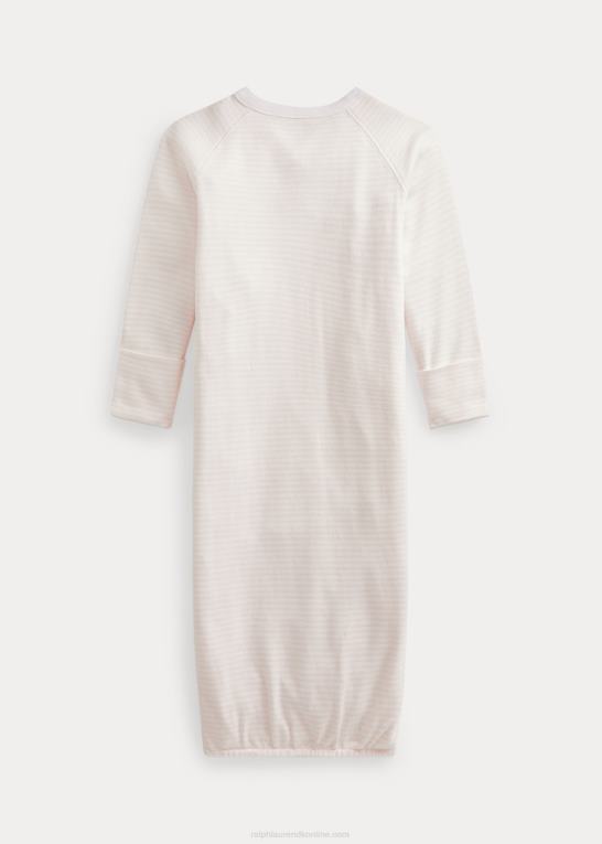 sart pink/hvid baby Ralph Lauren stribet økologisk interlock-kjole Z426B8180