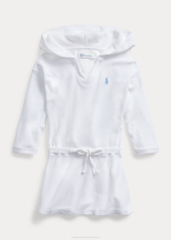 hvid baby Ralph Lauren hættebetræk i frotté Z426B7956