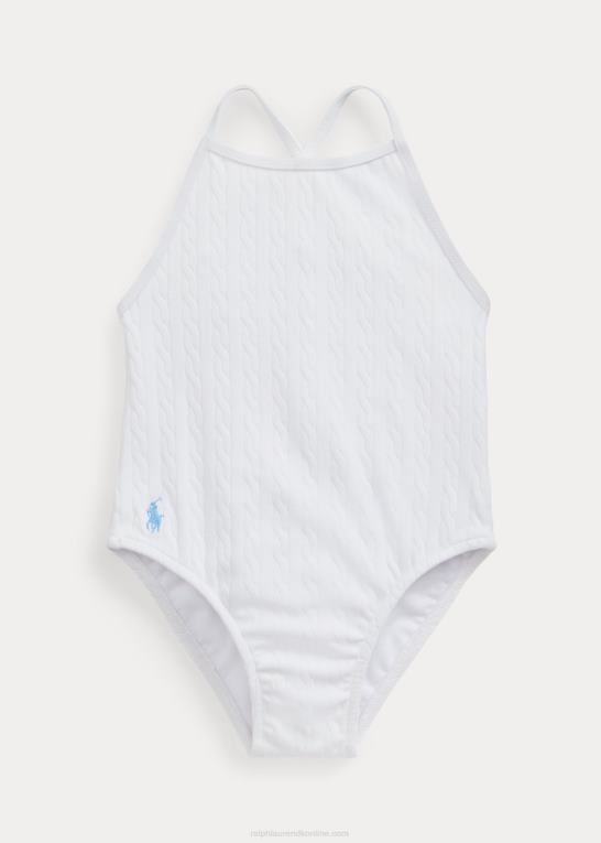 hvid baby Ralph Lauren strækjacquard badedragt i ét stykke Z426B7940