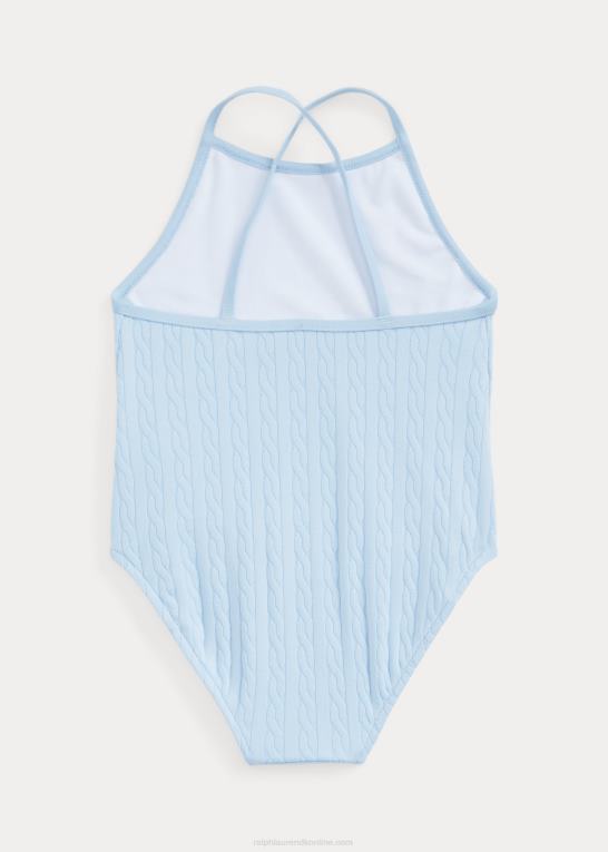 kontor blå baby Ralph Lauren strækjacquard badedragt i ét stykke Z426B7939