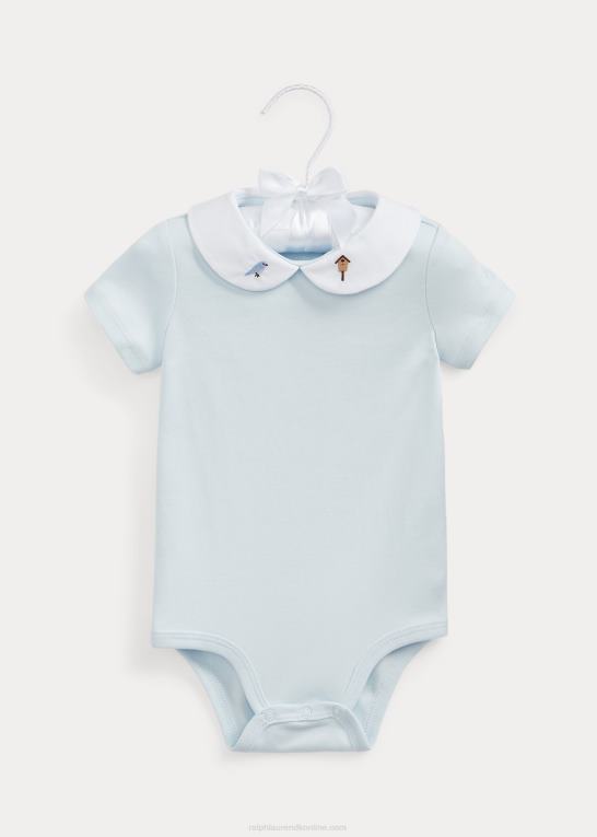 beryl blå baby Ralph Lauren bodysuit i bi-broderet bomuld Z426B7705