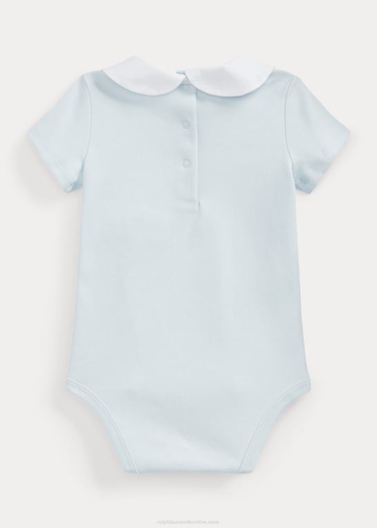 beryl blå baby Ralph Lauren bodysuit i bi-broderet bomuld Z426B7705