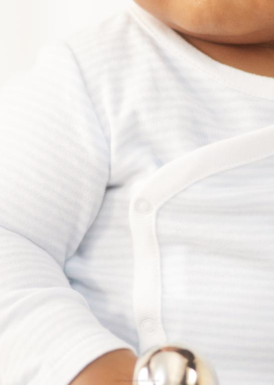 beryl blå/hvid baby Ralph Lauren stribet bodysuit i bomuld med v-hals Z426B8156