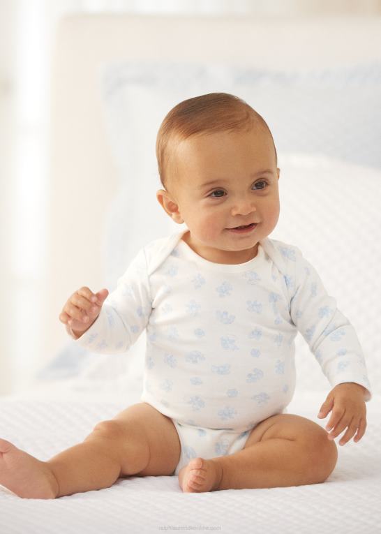 blå multi baby Ralph Lauren interlock bodysuit i bomuld med bjørnetryk Z426B8158