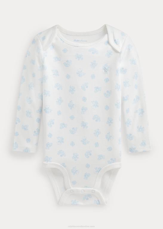 blå multi baby Ralph Lauren interlock bodysuit i bomuld med bjørnetryk Z426B8158