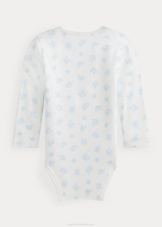 blå multi baby Ralph Lauren interlock bodysuit i bomuld med bjørnetryk Z426B8158