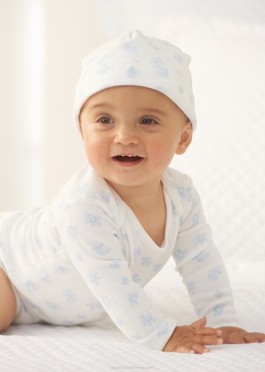 blå multi baby Ralph Lauren interlock bodysuit i bomuld med bjørnetryk Z426B8158