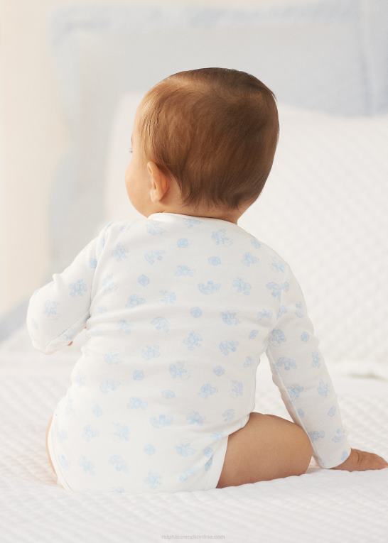 blå multi baby Ralph Lauren interlock bodysuit i bomuld med bjørnetryk Z426B8158