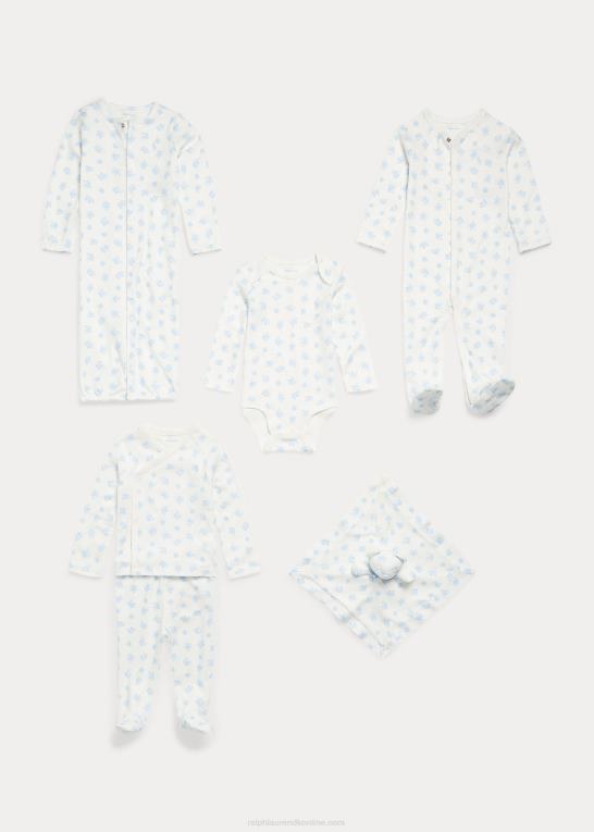 blå multi baby Ralph Lauren interlock bodysuit i bomuld med bjørnetryk Z426B8158