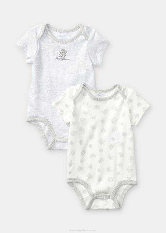 grå lyng multi baby Ralph Lauren bomuldsbody med bjørnetryk 2-pak Z426B10011