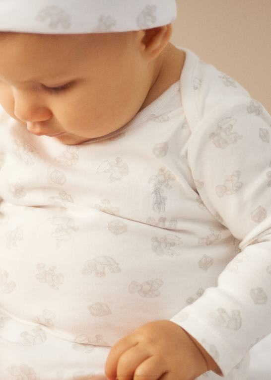 grå multi baby Ralph Lauren bodysuit i bomuld med bjørnetryk Z426B8164