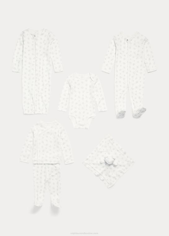 grå multi baby Ralph Lauren bodysuit i bomuld med bjørnetryk Z426B8164