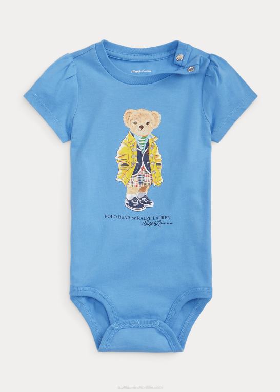 havneø blå baby Ralph Lauren polo bear bodysuit i bomuldsjersey Z426B8167