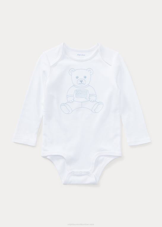 hvid baby Ralph Lauren Interlock bodysuit i polobjørn i bomuld Z426B7696