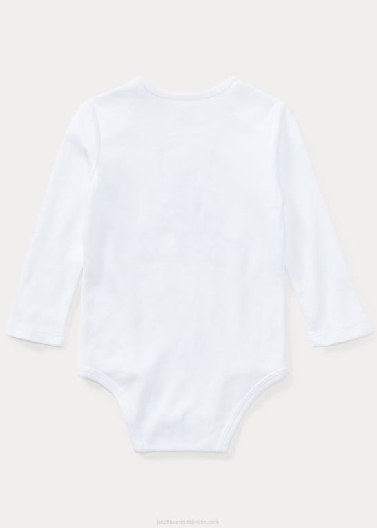 hvid baby Ralph Lauren Interlock bodysuit i polobjørn i bomuld Z426B7696