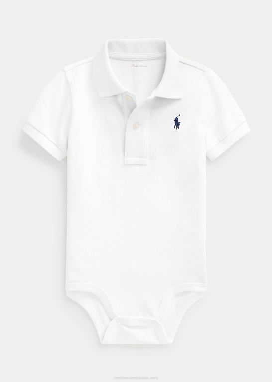 hvid baby Ralph Lauren bomuld mesh polo bodysuit Z426B10010