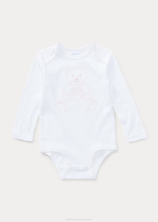 hvid baby Ralph Lauren broderet polo bear bodysuit Z426B7697