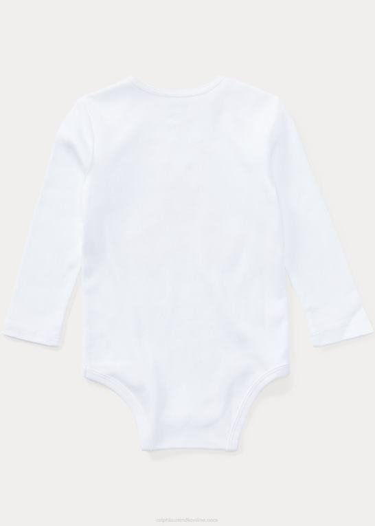 hvid baby Ralph Lauren broderet polo bear bodysuit Z426B7697
