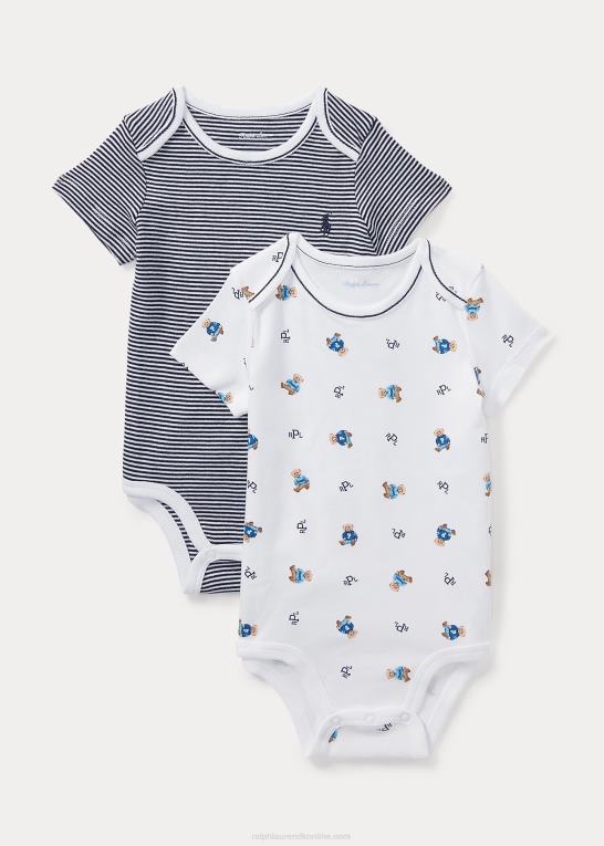 hvid multi/raffineret navy baby Ralph Lauren bodysuit i bomuld 2-pak Z426B7701