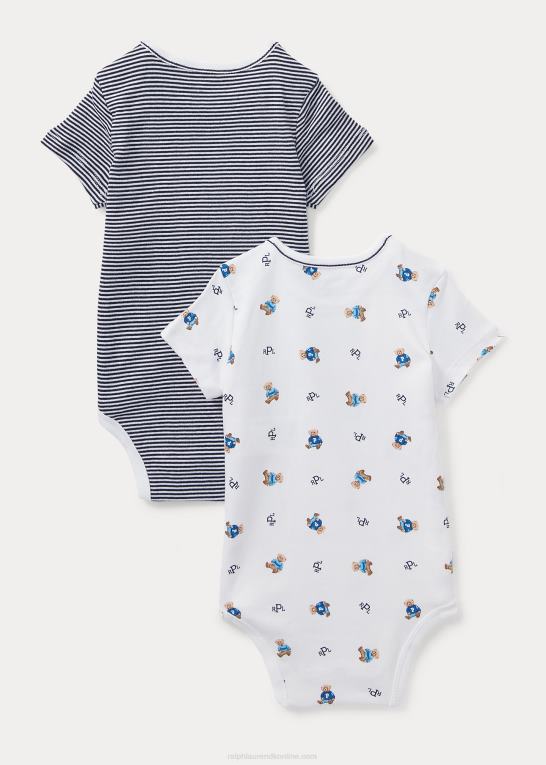 hvid multi/raffineret navy baby Ralph Lauren bodysuit i bomuld 2-pak Z426B7701
