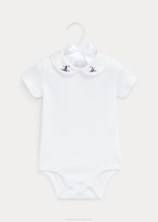hvid sejlbåd baby Ralph Lauren nautisk-broderet bodysuit i bomuld Z426B7704