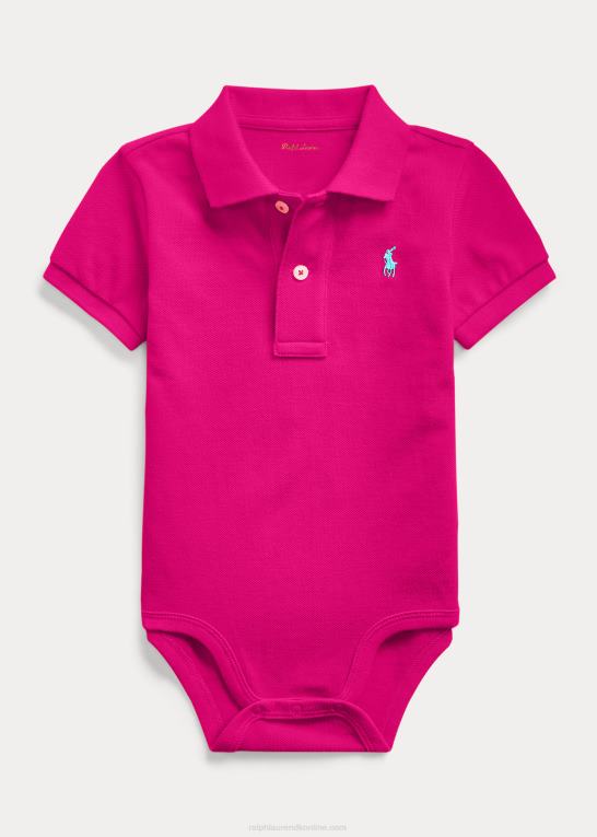lyserød himmel baby Ralph Lauren bomuld mesh polo bodysuit Z426B7682