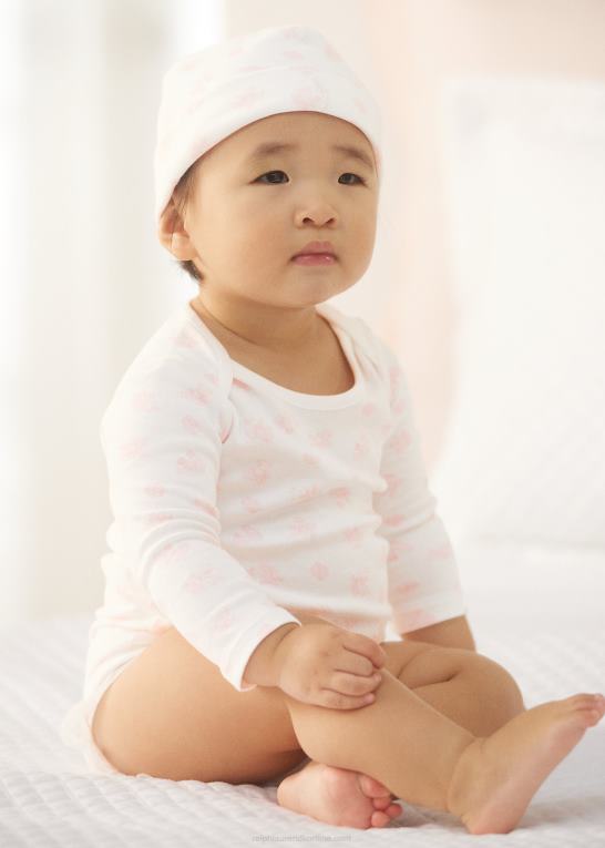lyserød multi baby Ralph Lauren bodysuit i økologisk bomuld med bjørnetryk Z426B8166
