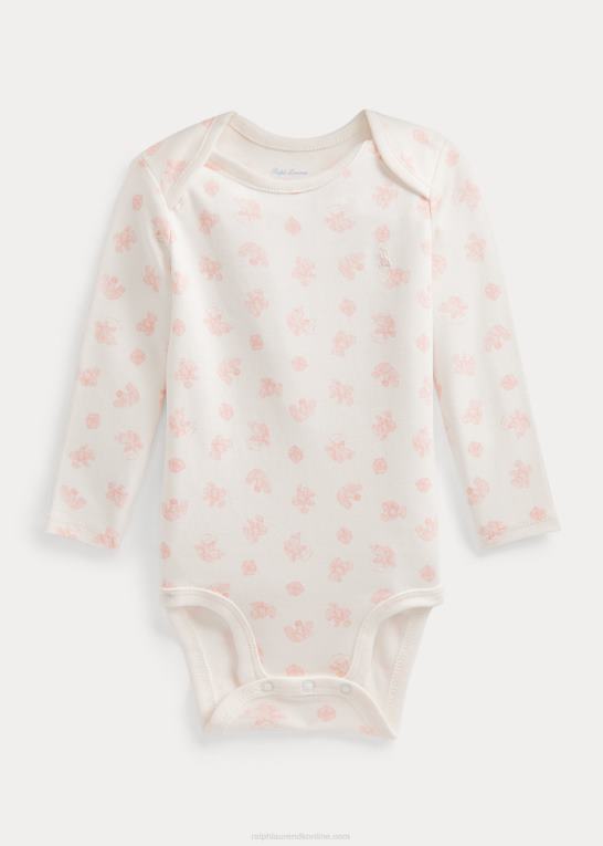 lyserød multi baby Ralph Lauren bodysuit i økologisk bomuld med bjørnetryk Z426B8166