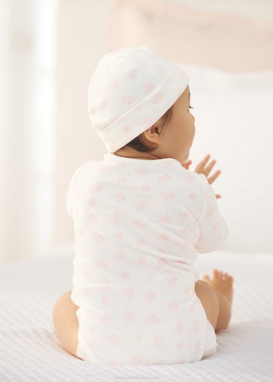 lyserød multi baby Ralph Lauren bodysuit i økologisk bomuld med bjørnetryk Z426B8166