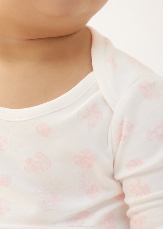 lyserød multi baby Ralph Lauren bodysuit i økologisk bomuld med bjørnetryk Z426B8166