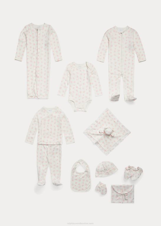 lyserød multi baby Ralph Lauren bodysuit i økologisk bomuld med bjørnetryk Z426B8166