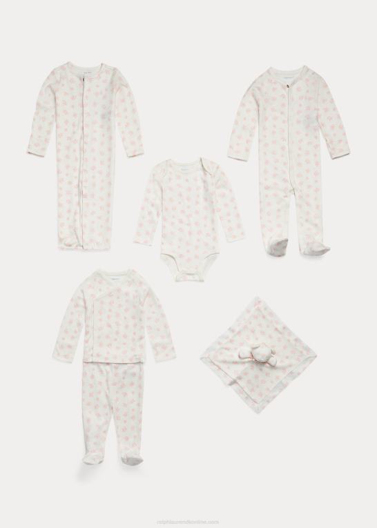 lyserød multi baby Ralph Lauren bodysuit i økologisk bomuld med bjørnetryk Z426B8166