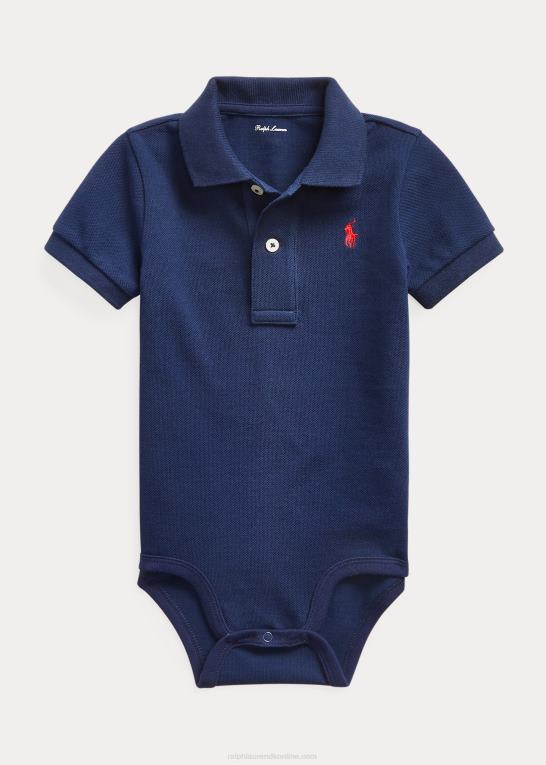 newport flåde baby Ralph Lauren bomuld mesh polo bodysuit Z426B10008