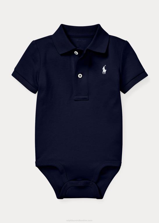 raffineret flåde baby Ralph Lauren blød bomulds polo bodysuit Z426B7693