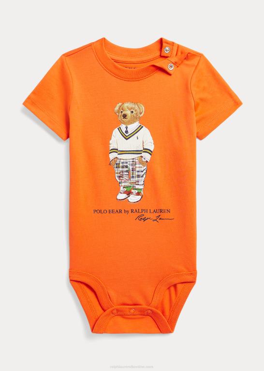 redningsbåd orange baby Ralph Lauren polo bear bodysuit i bomuldsjersey Z426B7695