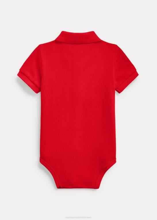 rl 2000 rød baby Ralph Lauren bomuld mesh polo bodysuit Z426B7683