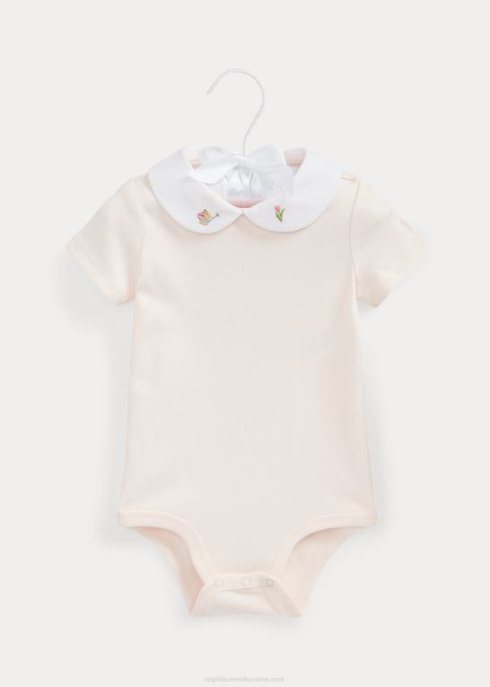 sart lyserød baby Ralph Lauren bodysuit i blomsterbroderet bomuld Z426B7703