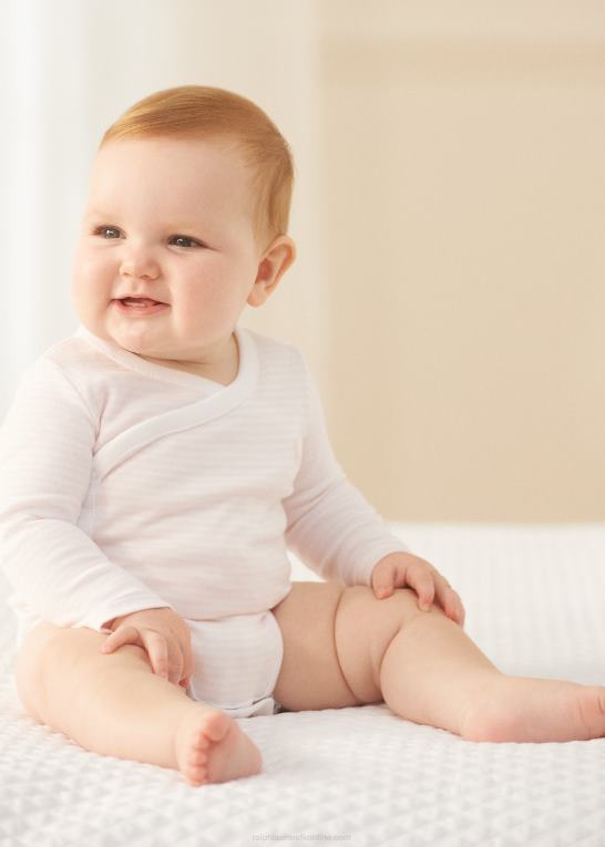 sart pink/hvid baby Ralph Lauren stribet bodysuit i økologisk bomuld med v-hals Z426B8165