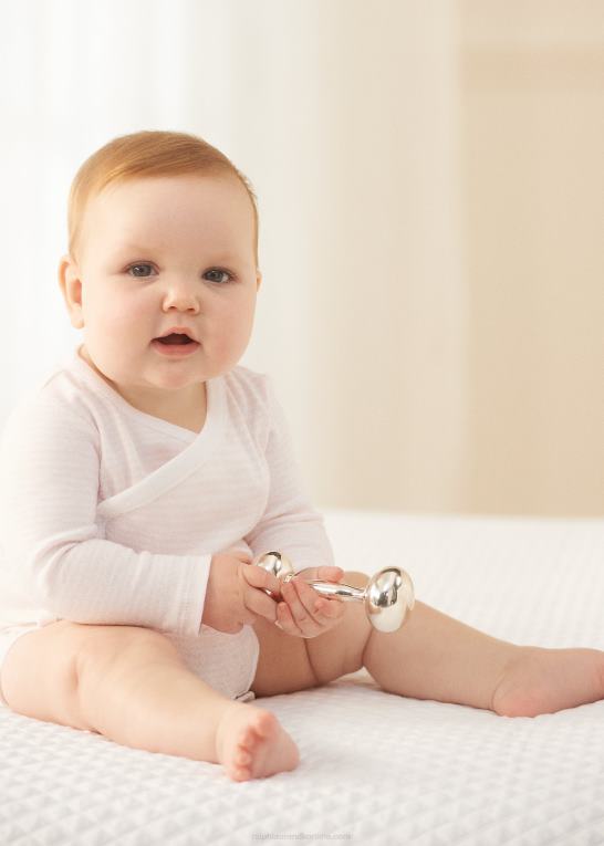sart pink/hvid baby Ralph Lauren stribet bodysuit i økologisk bomuld med v-hals Z426B8165