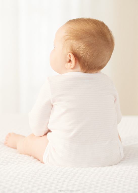 sart pink/hvid baby Ralph Lauren stribet bodysuit i økologisk bomuld med v-hals Z426B8165