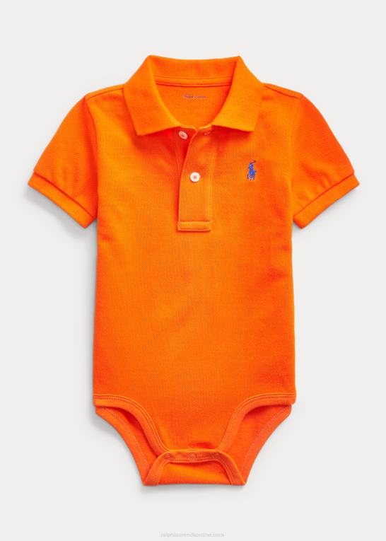 sejler orange baby Ralph Lauren bomuld mesh polo bodysuit Z426B7684