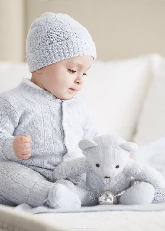 perleblå baby Ralph Lauren kabelstrikket kashmirbuks Z426B8297