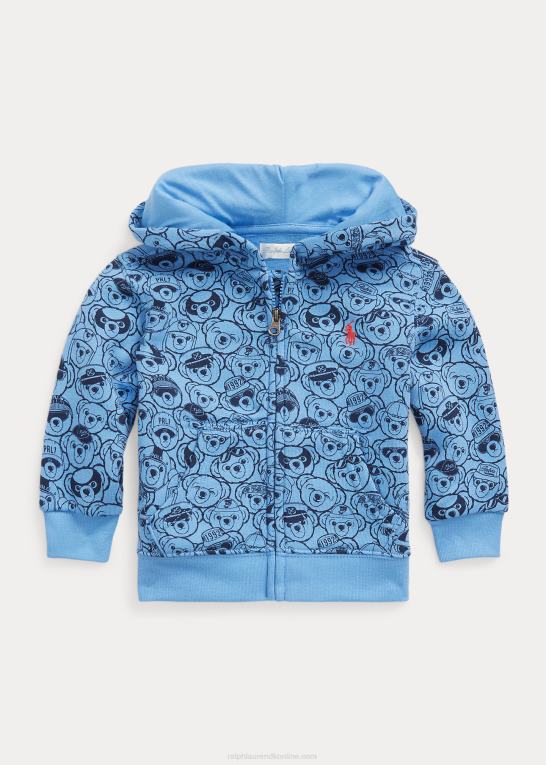 havneø blå/marine baby Ralph Lauren polo bear fleece hættetrøje med fuld lynlås Z426B8309
