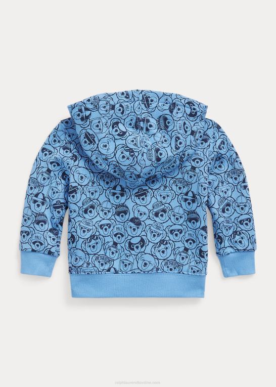 havneø blå/marine baby Ralph Lauren polo bear fleece hættetrøje med fuld lynlås Z426B8309