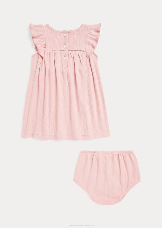 adirondack rose baby Ralph Lauren pointelle-strikket bomuldskjole & bloomer Z426B7862