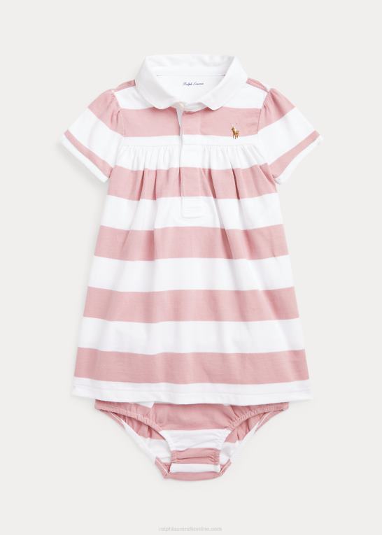adirondack rose/hvid baby Ralph Lauren stribet jersey rugbykjole & bloomer Z426B7838