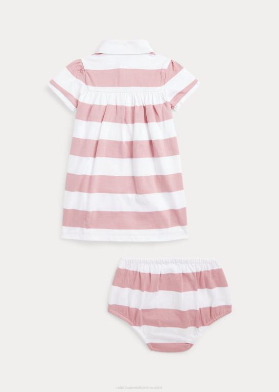 adirondack rose/hvid baby Ralph Lauren stribet jersey rugbykjole & bloomer Z426B7838