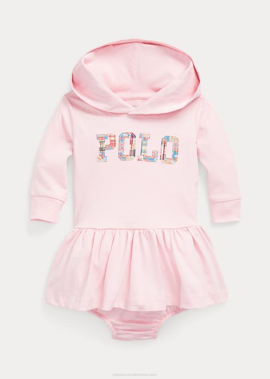antydning af pink baby Ralph Lauren hættekjole og bloomer i jersey med logo Z426B7858